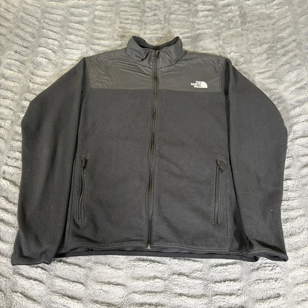The North Face XXL Black Full Zip Fleece Jacket Mock Neck AR077